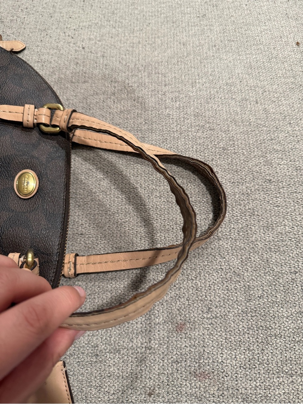Coach Dark Brown Signature Canvas Dome Satchel with Tan Leather Handles - Picture 7 of 7
